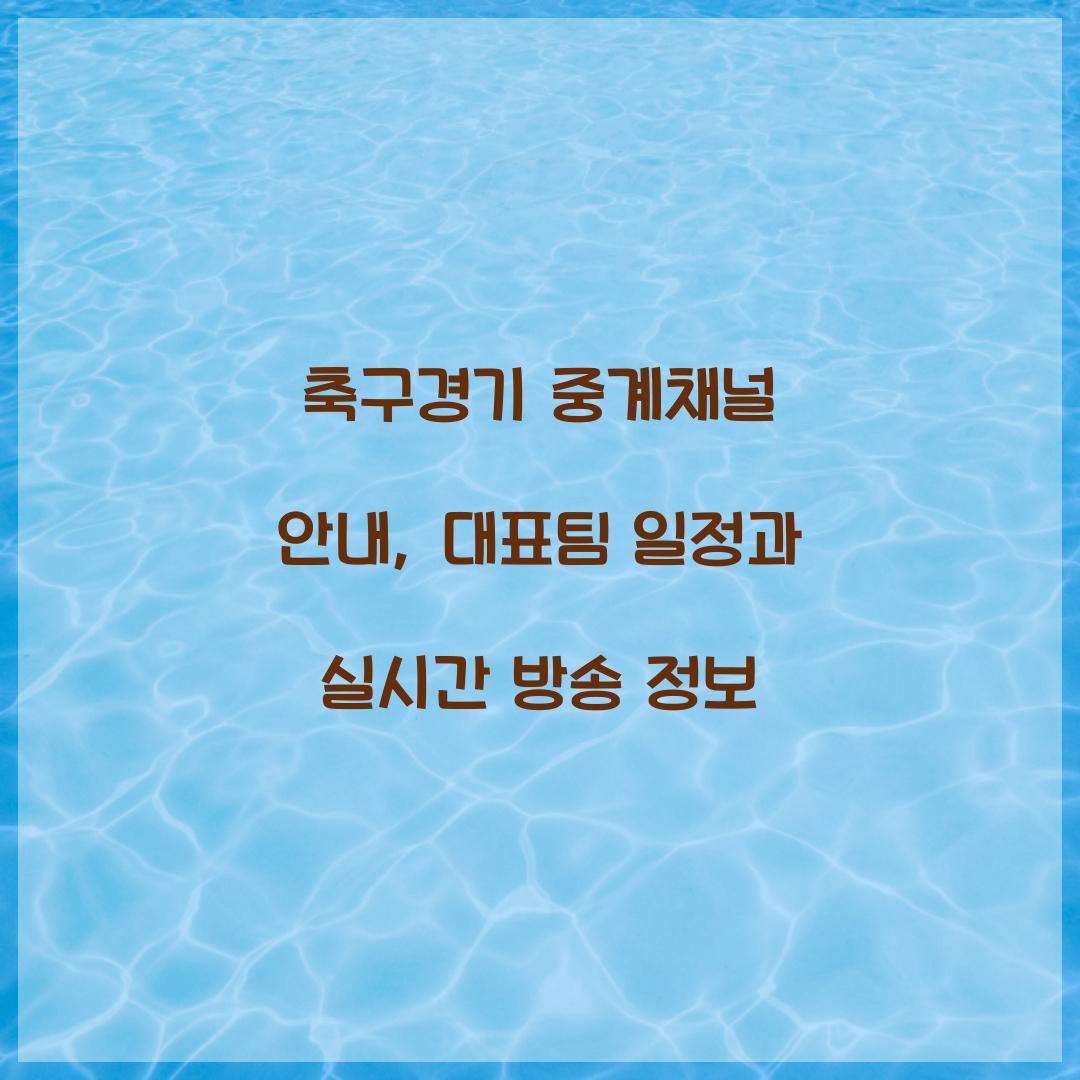 축구경기 중계채널