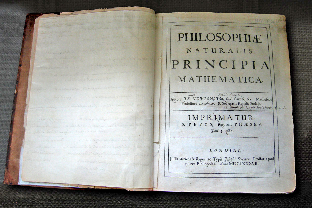 아이작 뉴턴 경이 직접 쓴 Philosophiae Naturalis Principia Mathematica 의 초판본