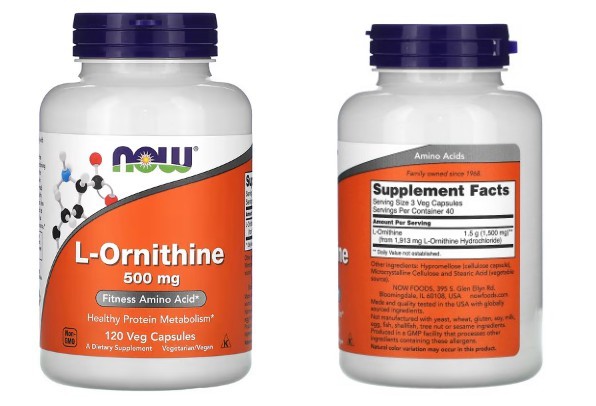 NOW Foods, L-오르니틴, 500 mg, 120 식물성 캡슐