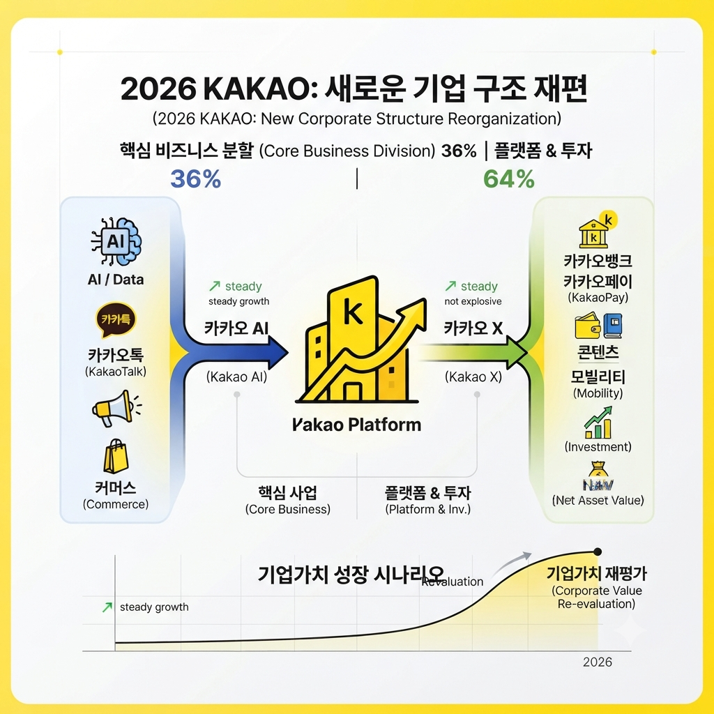 카카오가 카카오AI와 카카오X로 인적분할되는 사업 구조