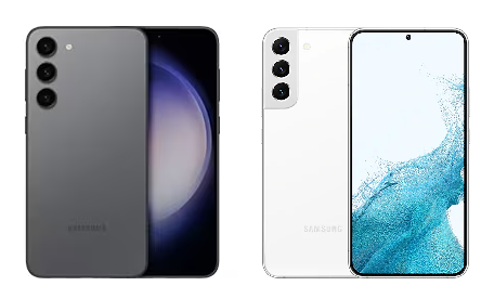 좌) S23+ 모델 사진, 우) S22+ 모델 사진 비교