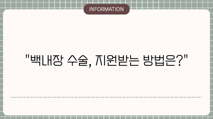 노인 백내장 수술비 지원: 