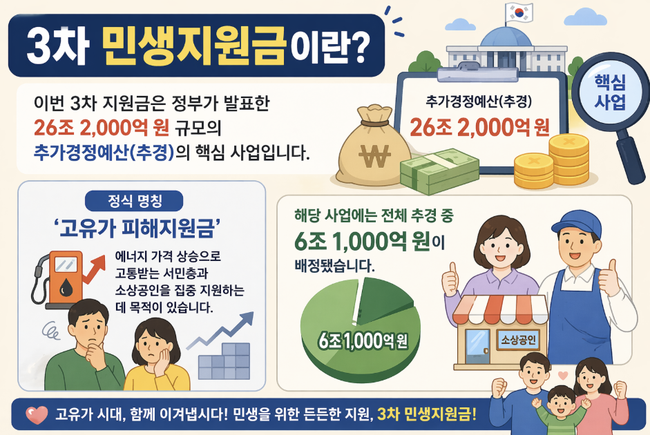 3차 민생지원금 뜻 고유가 피해지원금 추경 예산 규모 인포그래픽