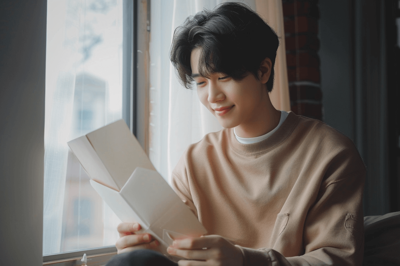 서류를-보고-미소짓는-남성