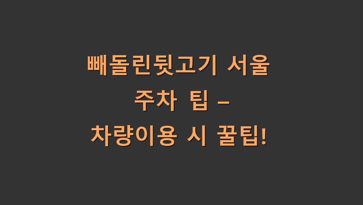 빼돌린뒷고기 서울 주차 팁 &ndash; 차량이용 시 꿀팁!