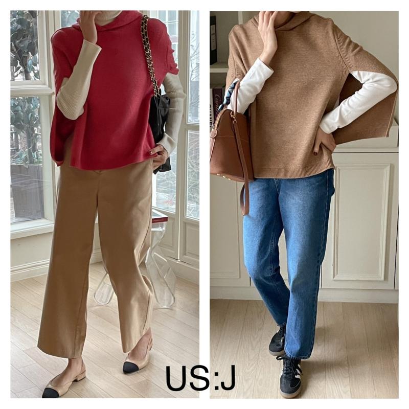 (50%세일)블룸 후드 니트 케이프