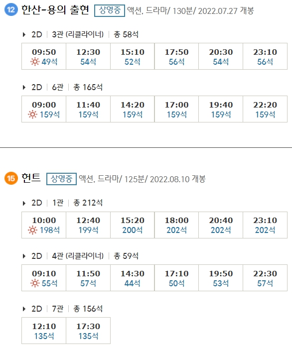 송도타임스페이스 CGV 상영시간표