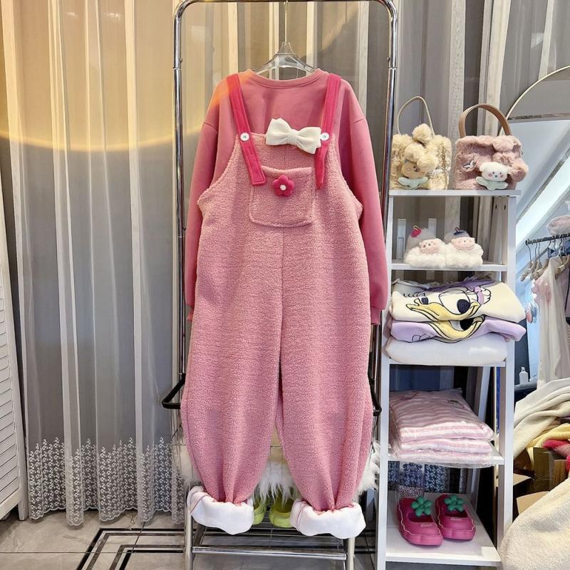 양털멜빵 뽀글이 바지 오버롤 팬츠 겨울 수트 와이드 여자 두꺼운