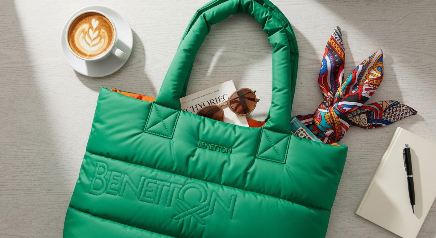 베네통 패딩 토트백