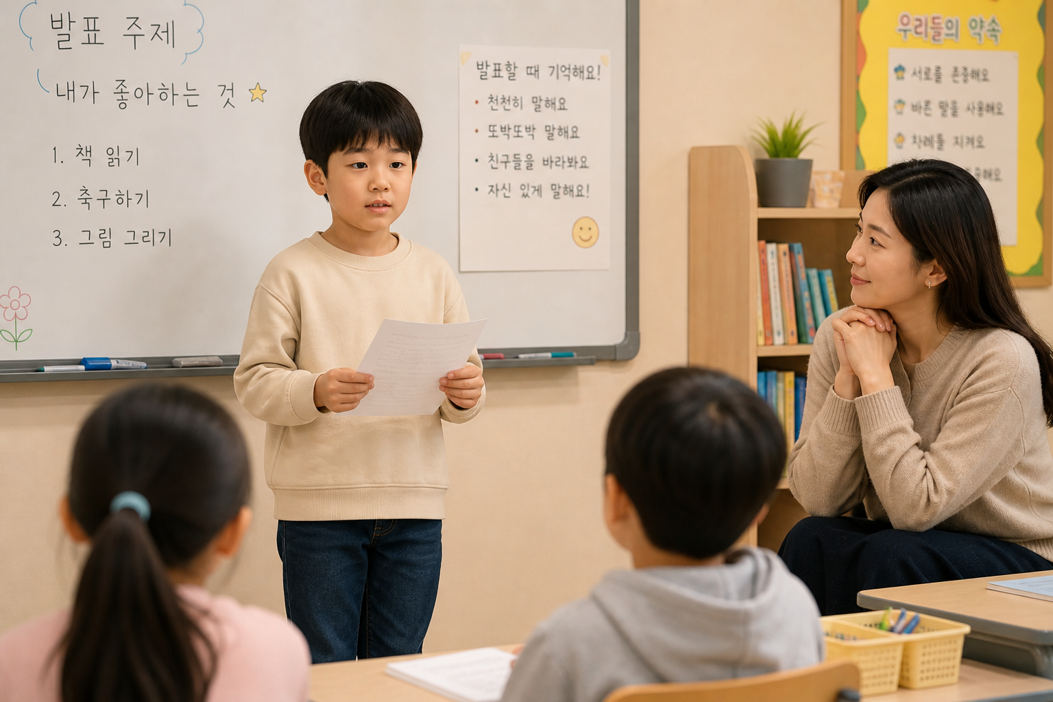 발표를 하고 있는 아이의 모습