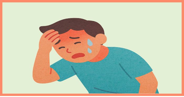 온열질환으로 힘들어 하는 일러스트 이미지