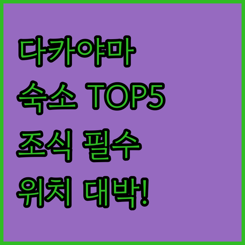 다카야마 자유여행 인기 숙소 5곳 위..