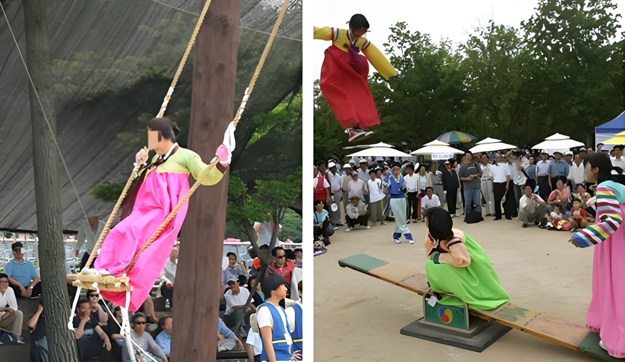 한국전통놀이그네와널뛰기사진