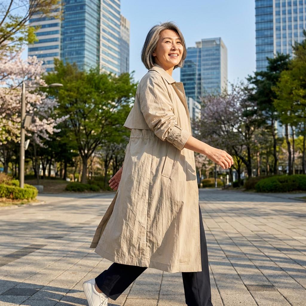 무거운 코트는 이제 그만, 50대 여행룩으로 딱 좋은 경량 트렌치