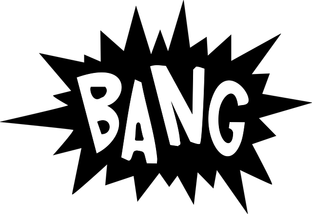 효과음인 'BANG'이라는 글자가 검은색 폭발 형태의 배경 안에 흰색으로 적힌 팝아트 스타일 일러스트.