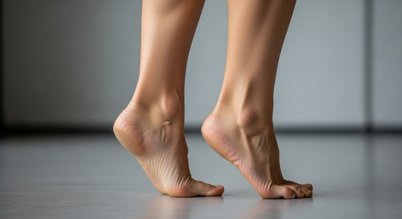 발뒤꿈치 들기 운동을 하고 있는 발 모습