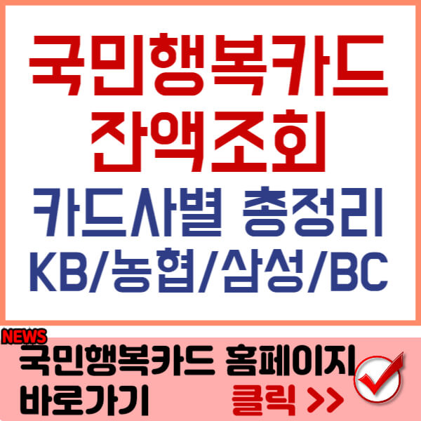 국민행복카드 잔액조회 바로가기