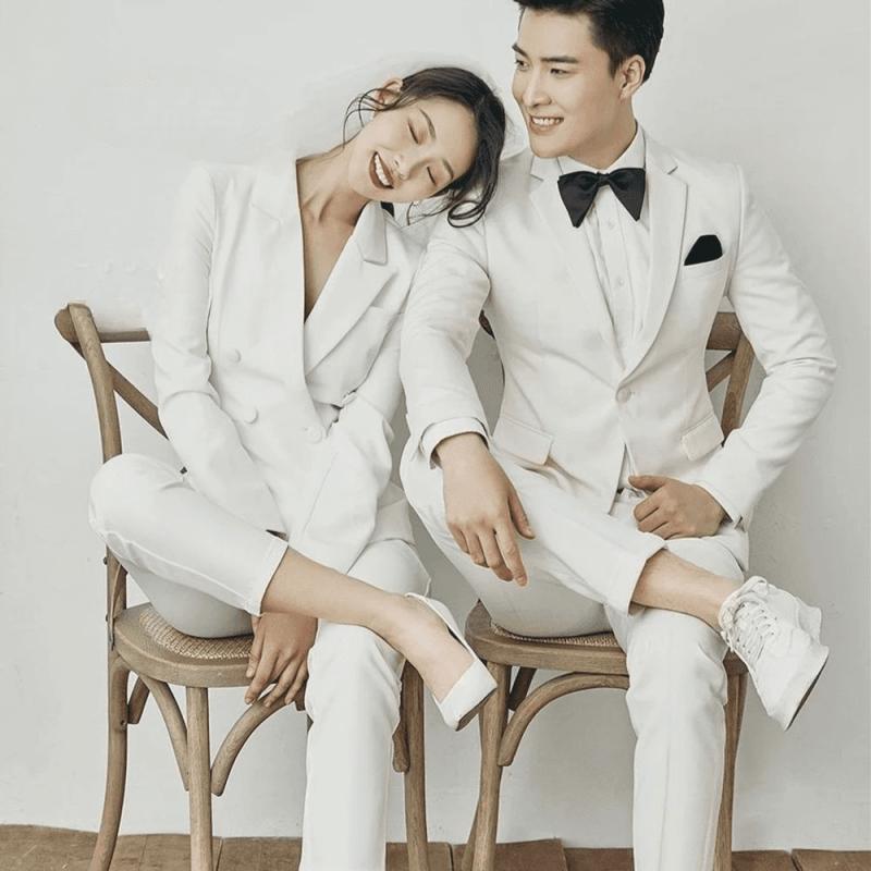 셀프웨딩 커플수트 웨딩활영 커플정장 아이보리