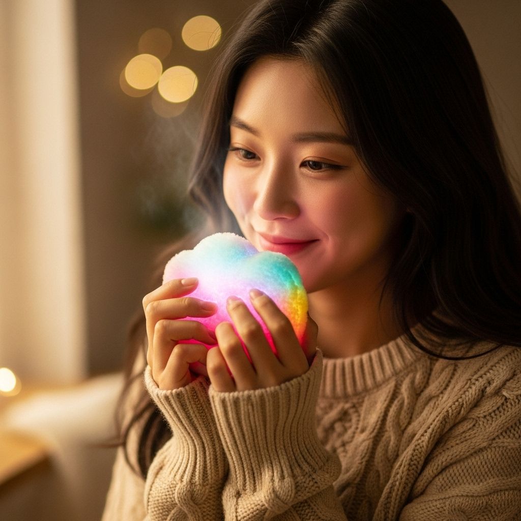 크리스마스 선물&amp;#44; 손난로를 쥐고 있는 여성