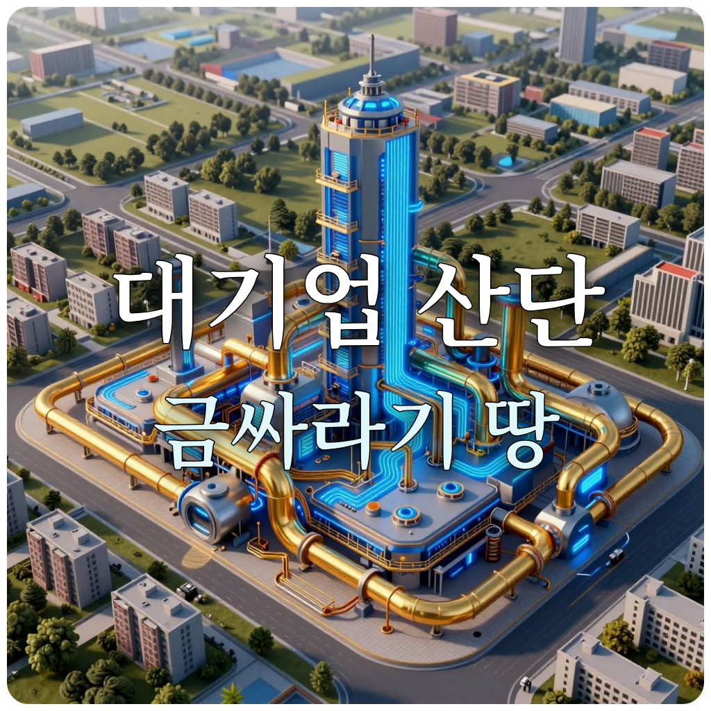 첨단 산업 시설과 주변 주거지의 개발을 형상화한 3D 렌더링