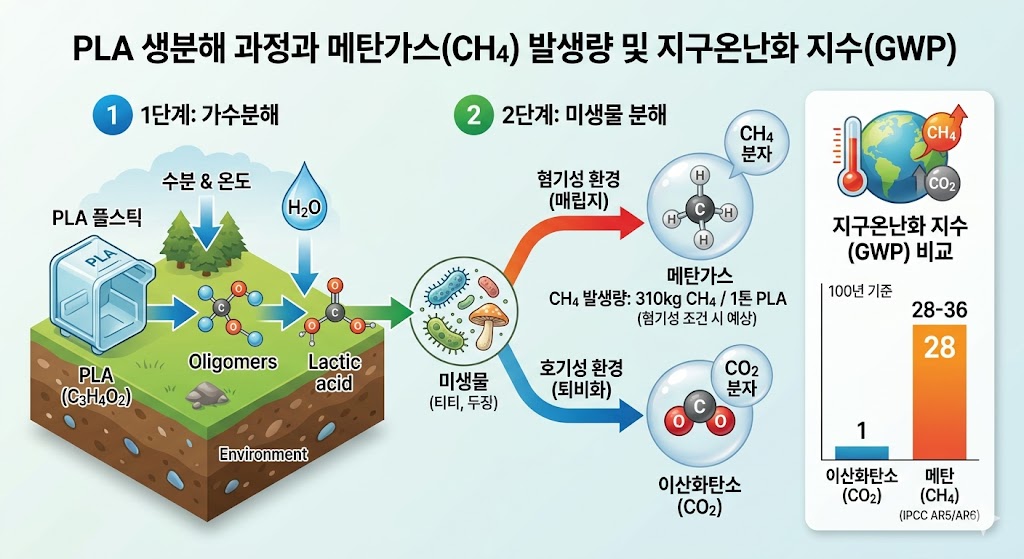 PLA분해실험 완벽 정리 2026: 메탄가스 발생량과 GWP 이해하기