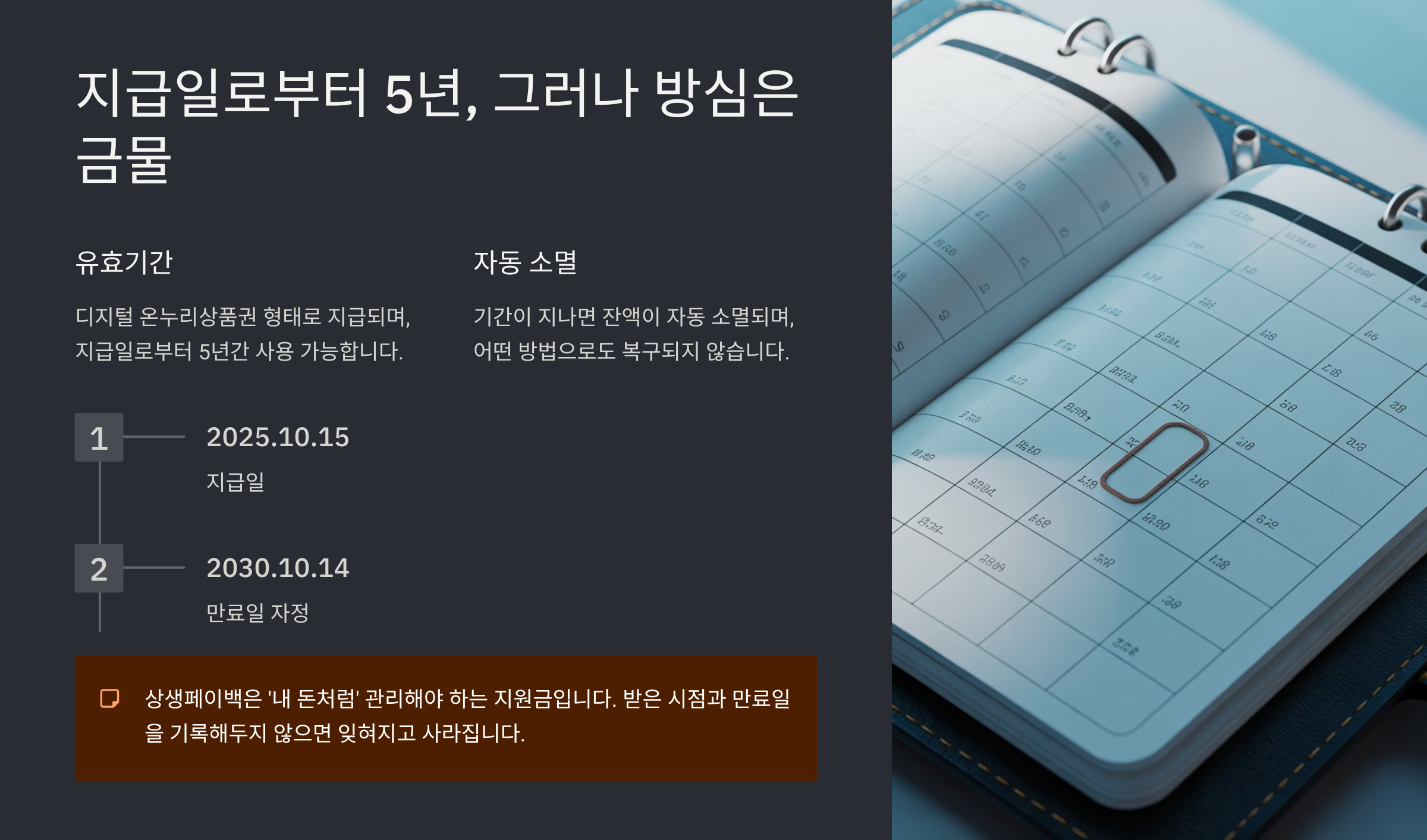 상생페이백 소멸기간 안내, 지급일로부터 5년, 그러나 방심은 금물