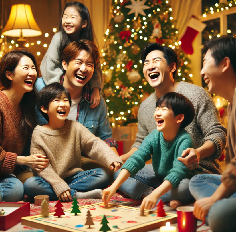 크리스마스 게임을 하는 사람들