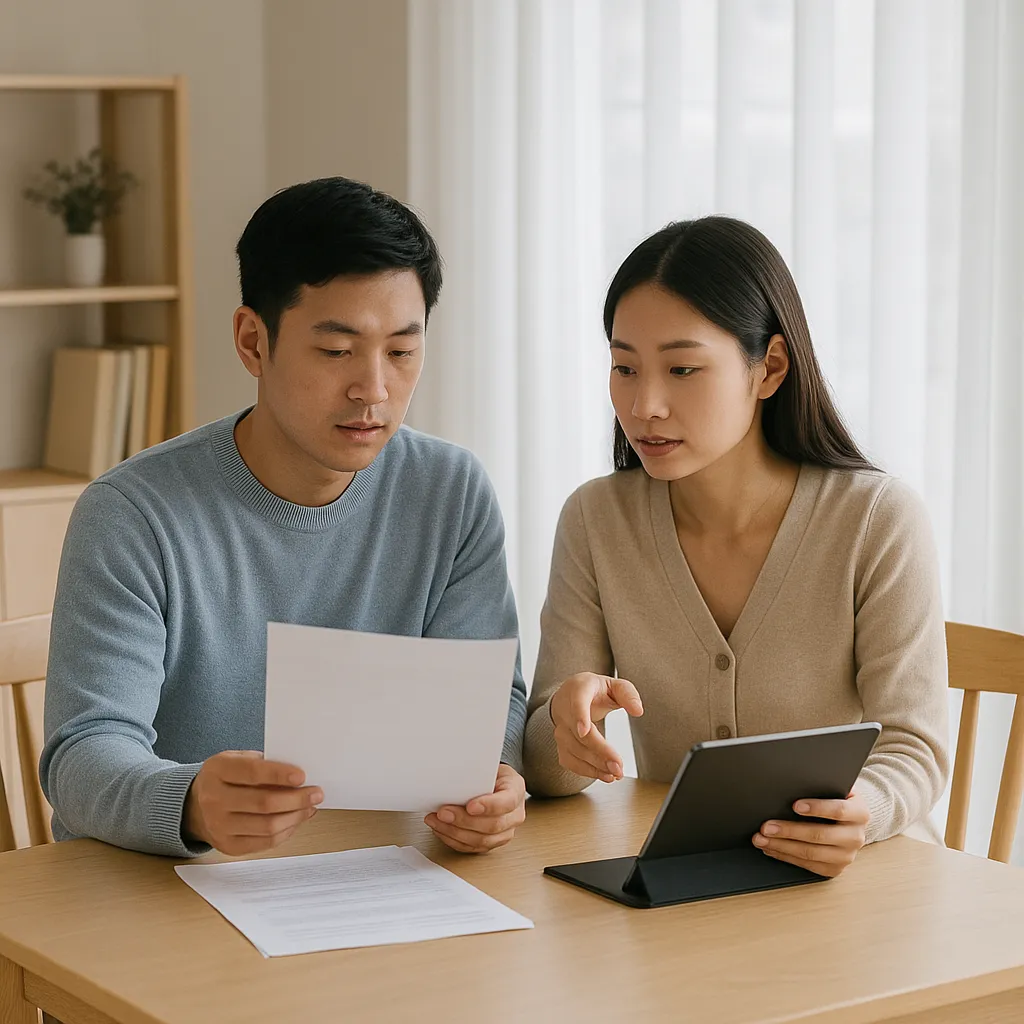 재정 계획을 함께 논의하는 부부의 모습