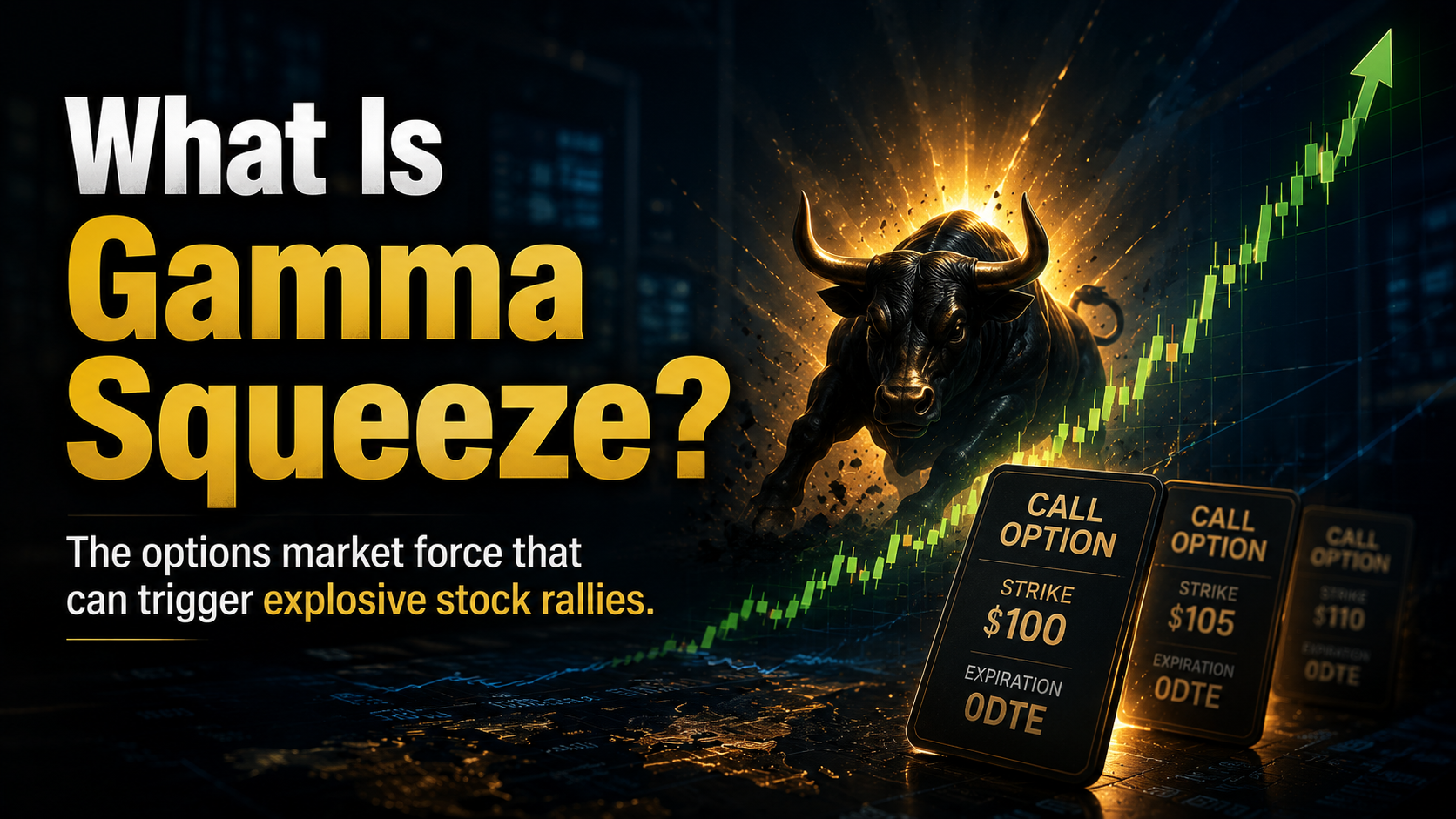 Gamma Squeeze concept showing how options market activity can trigger explosive stock price movements.