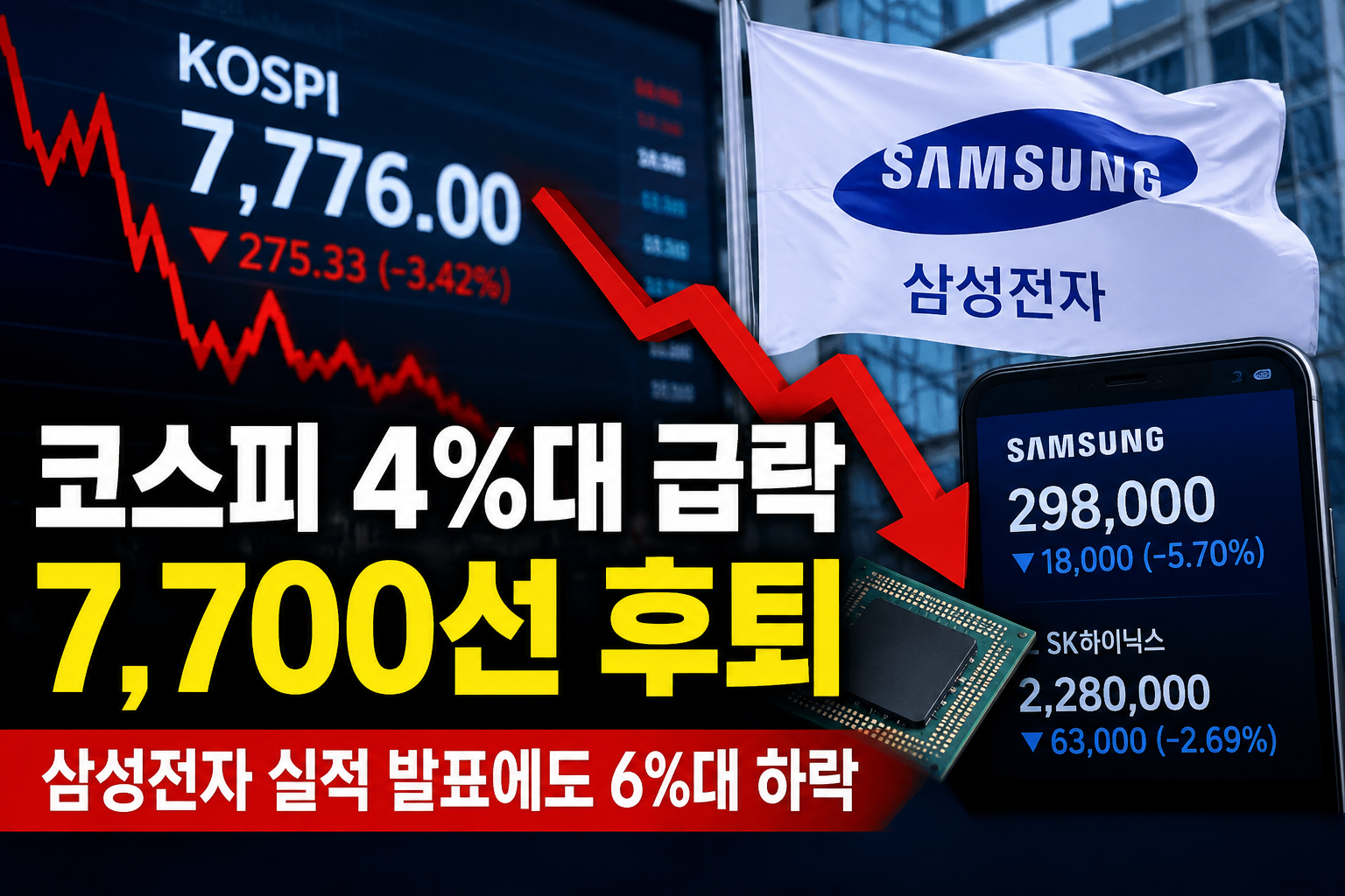 삼성전자 2분기 실적 발표에도 6%대 하락