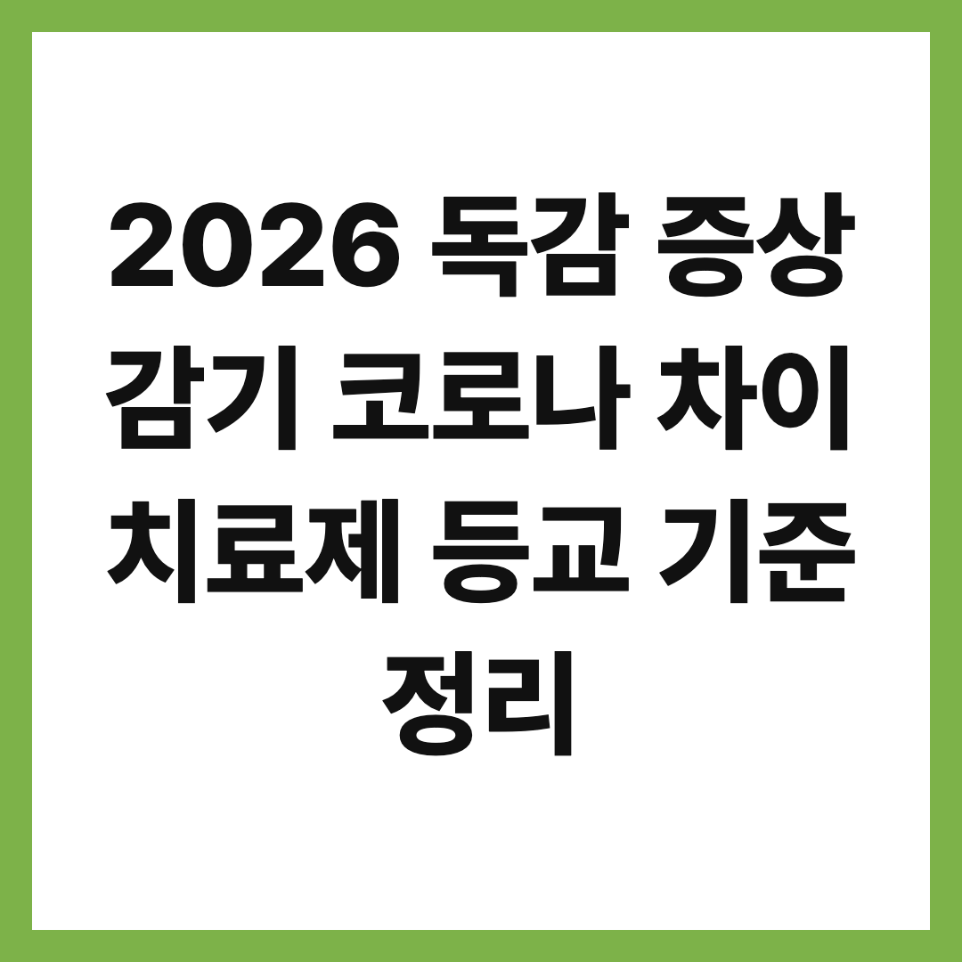 2026 독감 증상 감기 코로나 차이 치료제 등교 기준 정리