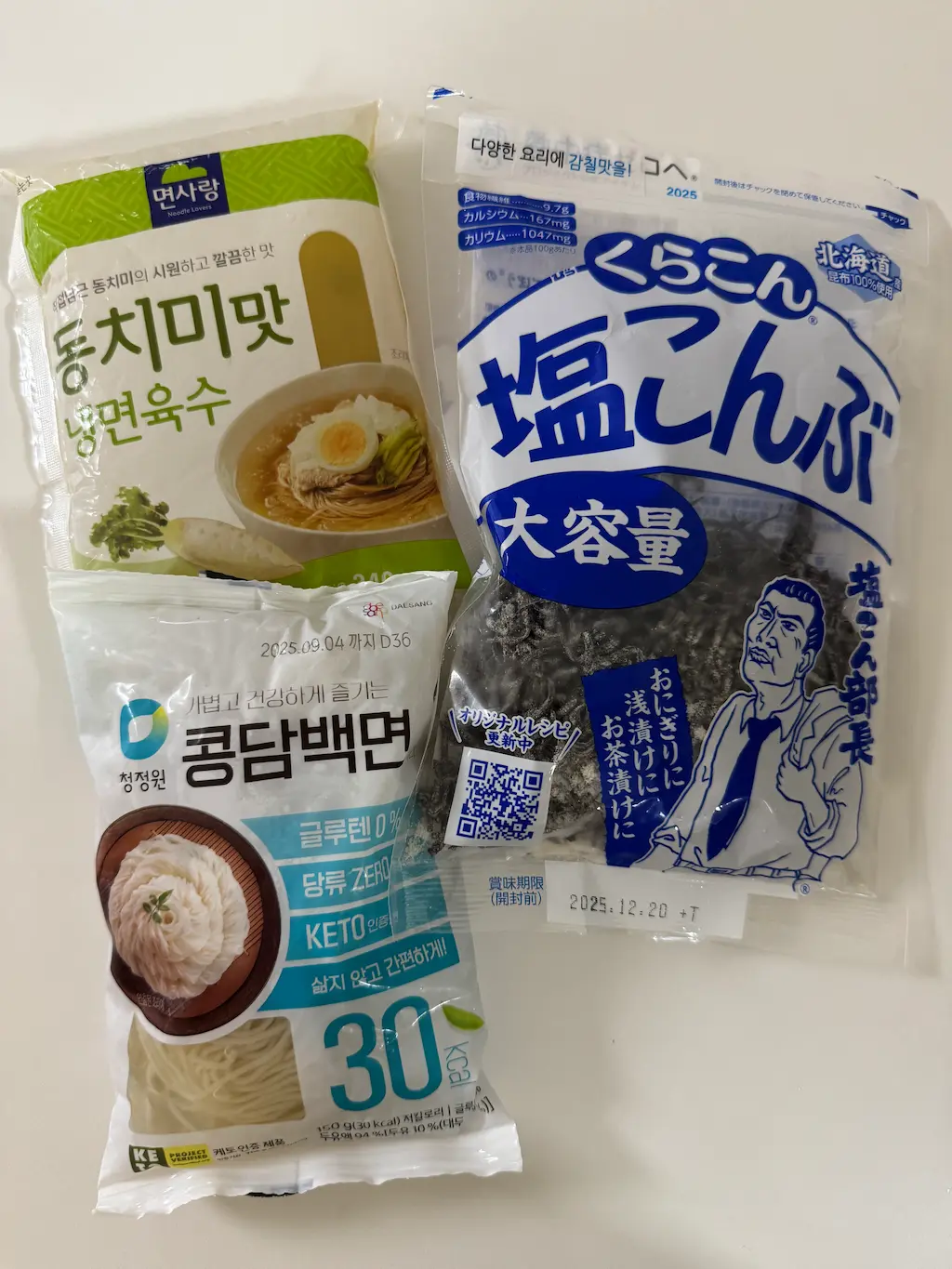 동치미맛 냉면육수, 시오콘부, 콩담백면