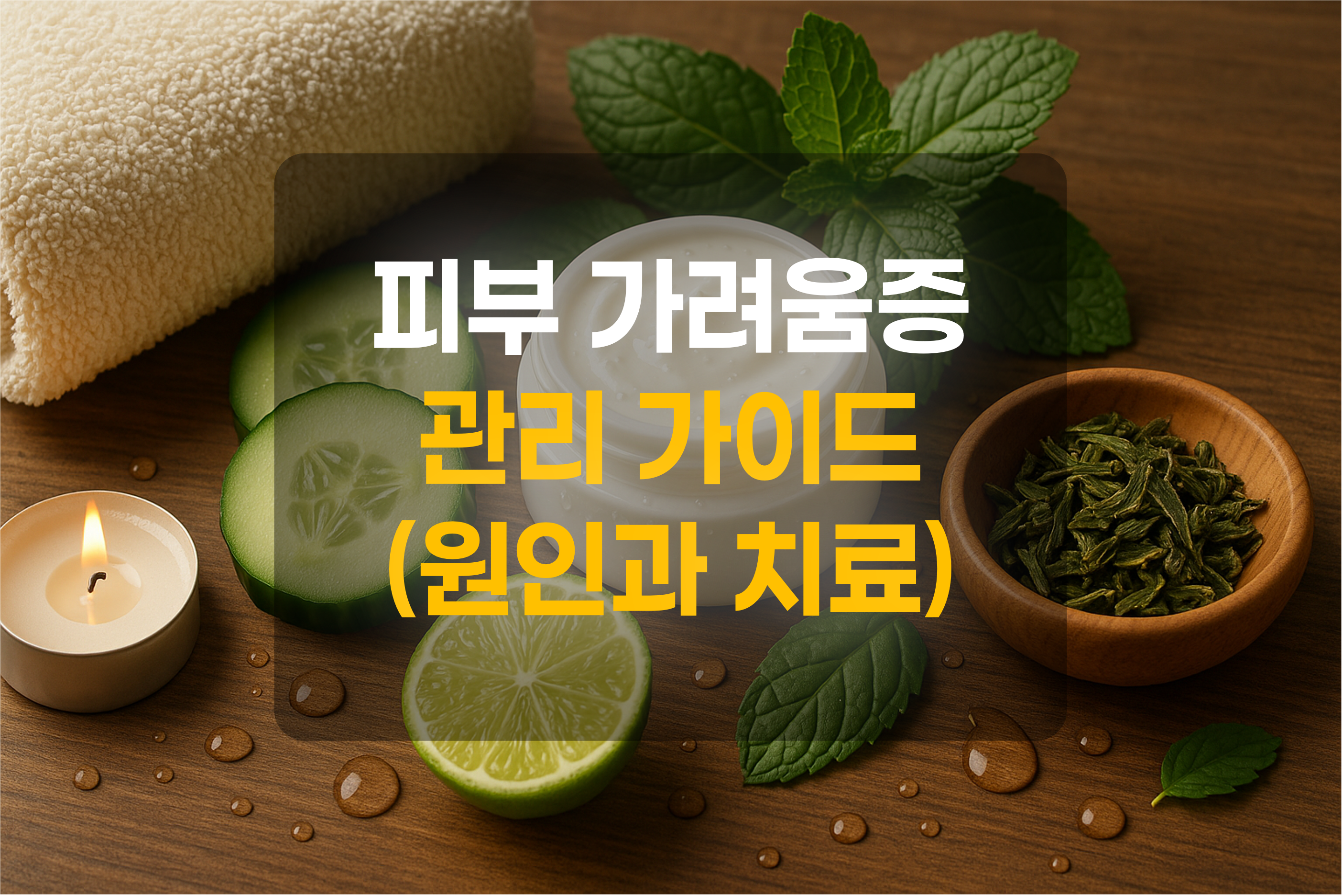 피부 가려움증에 좋은 것들을 표현한 그림