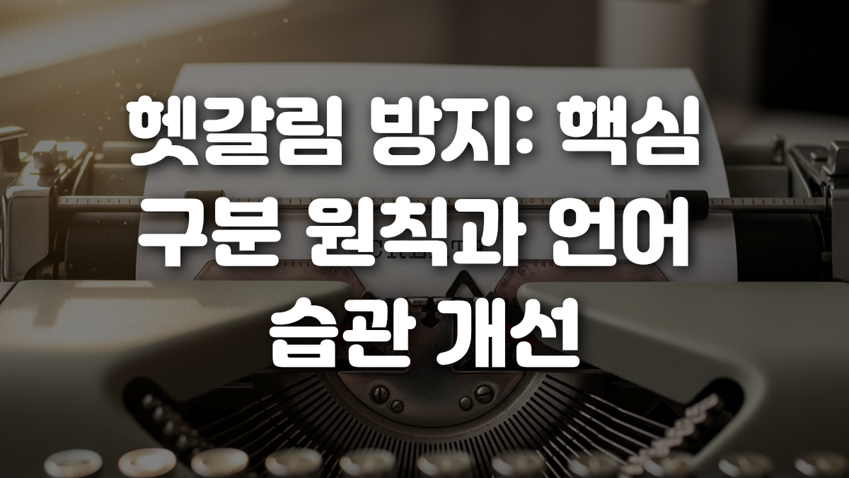 헷갈림 방지 핵심 구분 원칙과 언어 습관 개선