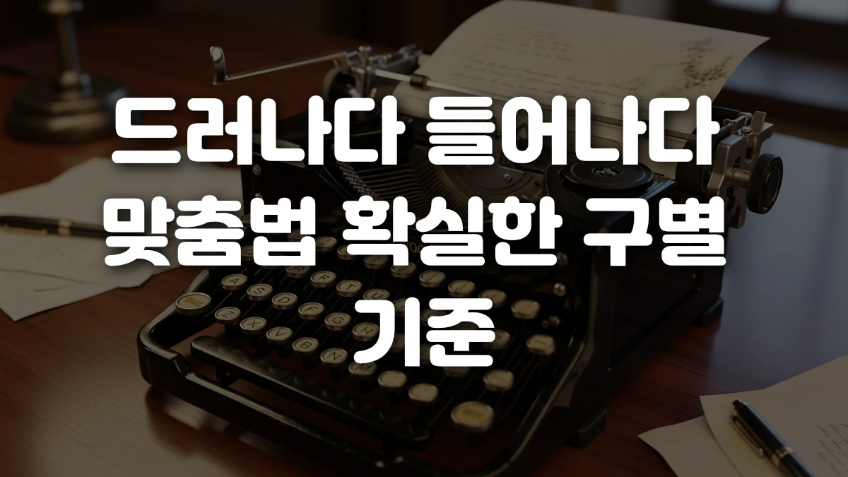 드러나다 들어나다 맞춤법 확실한 구별 기준
