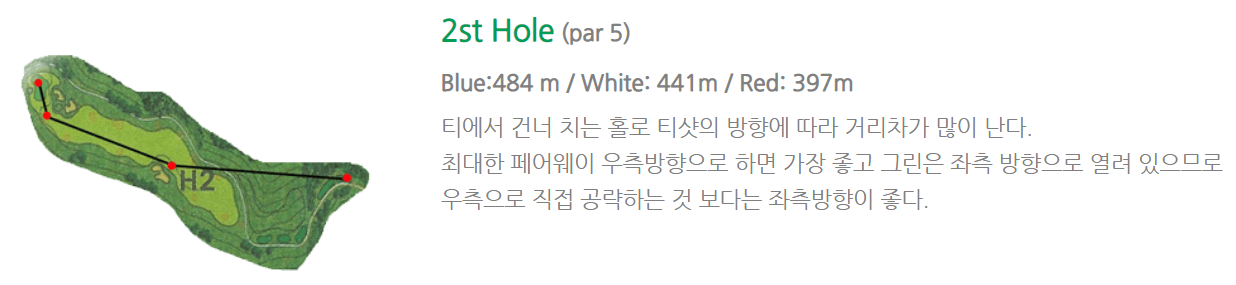 서라벌 골프클럽 힐코스 공략도 2홀