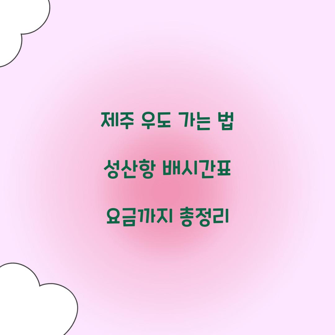 제주 우도 가는 법