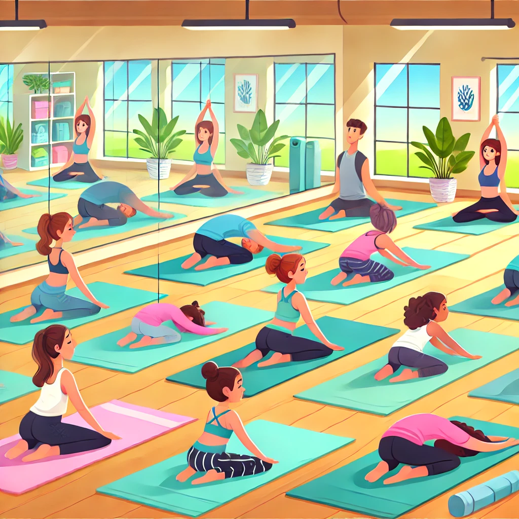 요가 수업 받는 사람들