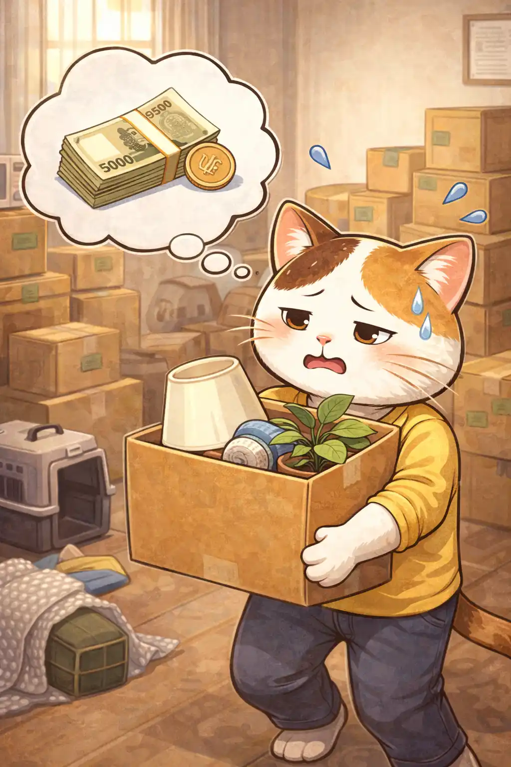 계약갱신청구권 거부로 인해 이사를 하면서 돈을 걱정 중인 세입자