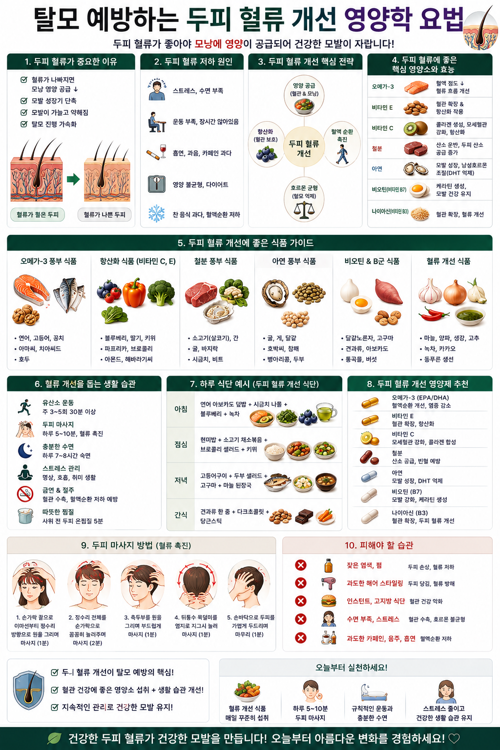 탈모 예방하는 두피 혈류 개선 영양학 요법