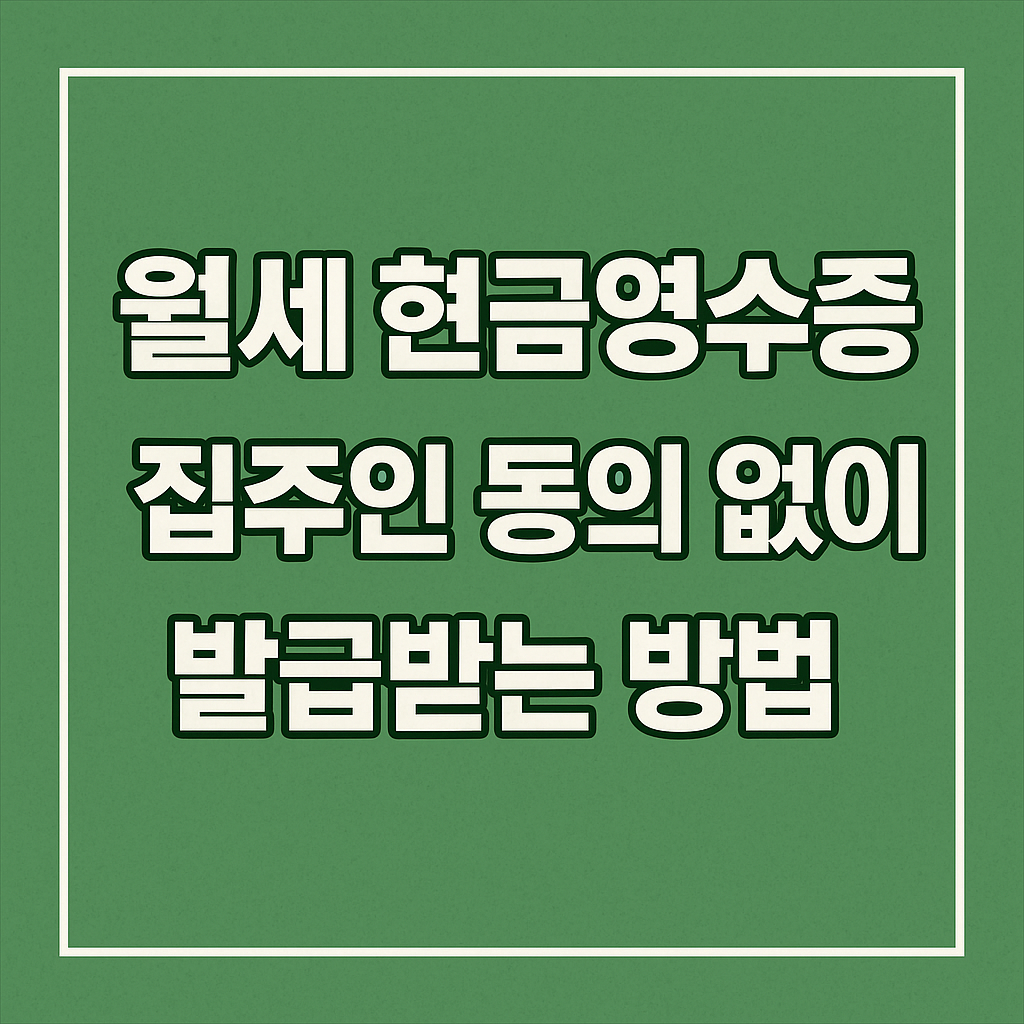 월세 현금영수증, 집주인 동의 없이 발급받는 방법