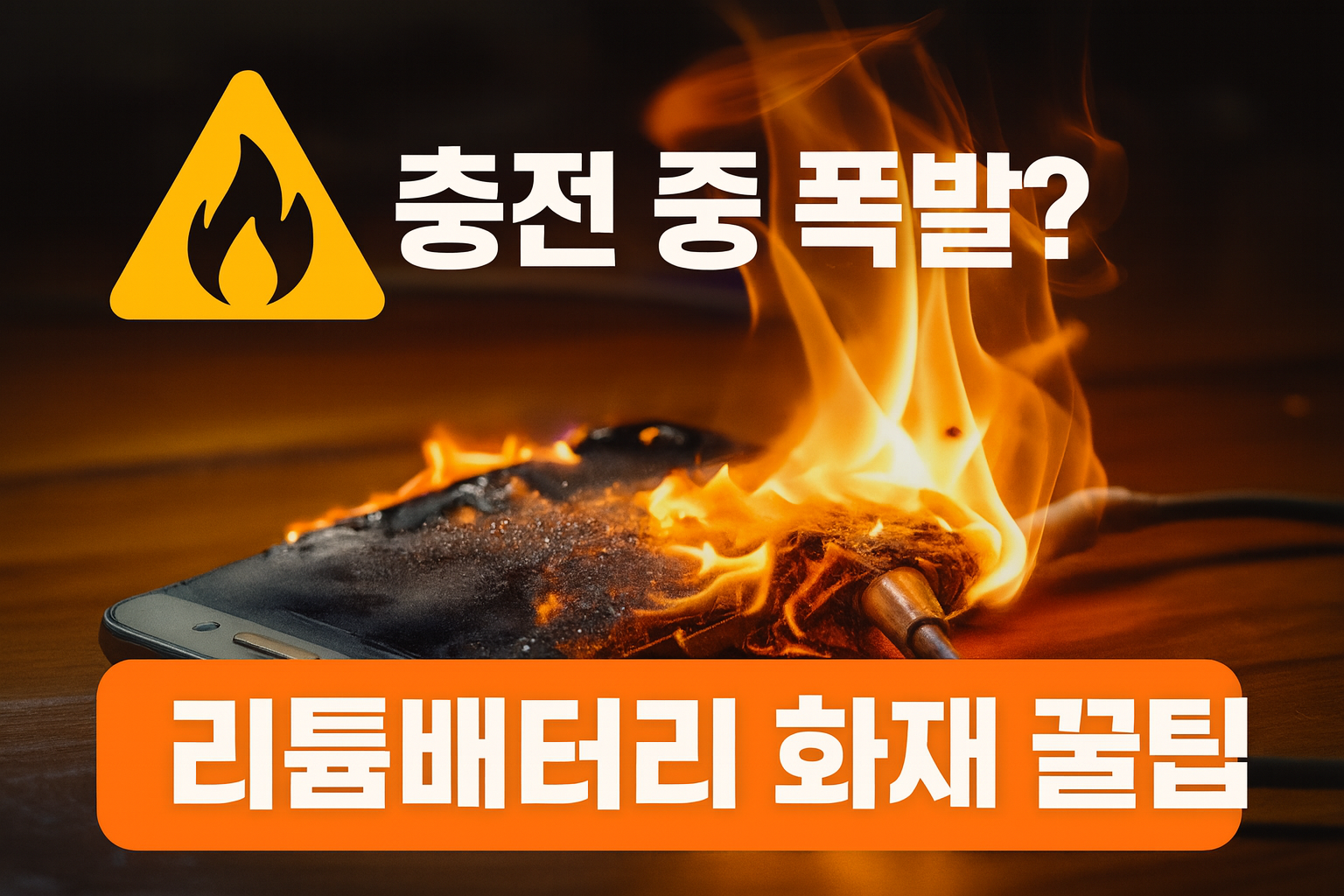“휴대폰 충전 중 터질 수 있습니다! 리튬배터리 화재 막는 생활 꿀팁”