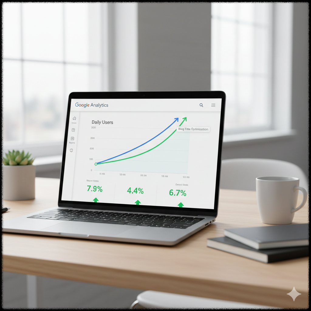 검색형 제목 적용 후 방문자가 증가한 블로그 성과 화면