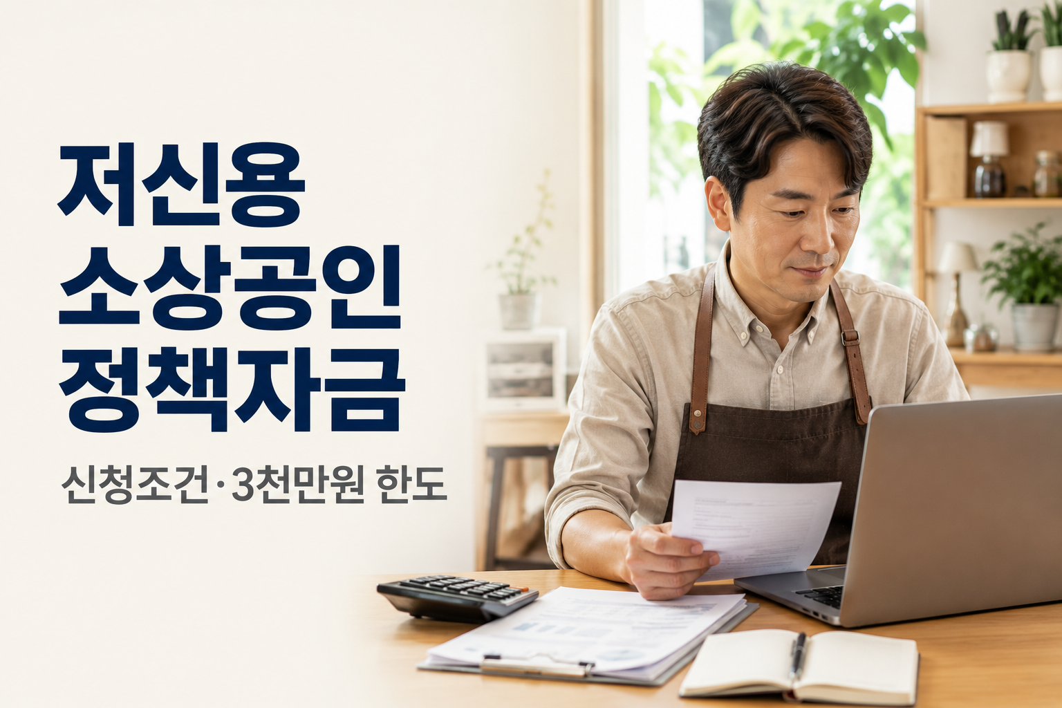 저신용 소상공인 정책자금 신청 조건을 확인하는 한국인 사업자