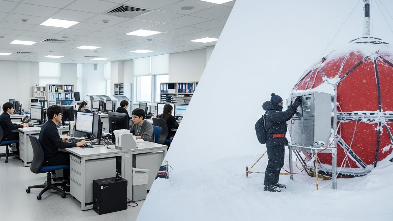 국내 연구소와 남극 연구소의 업무환경 차이 관련 사진
