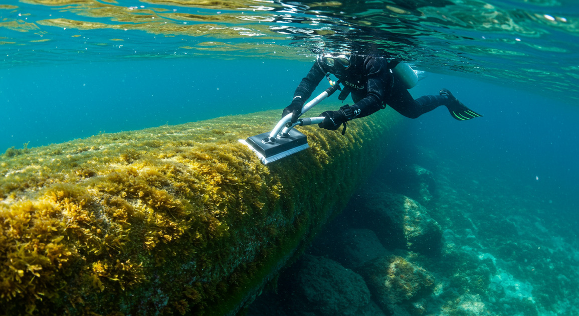 녹조 제거하고 있는 이미지