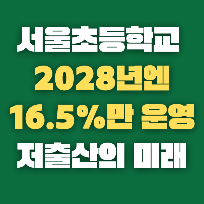 서울초등학교 2028년 16.5%만 운영 대한민국의 저출산의 미래