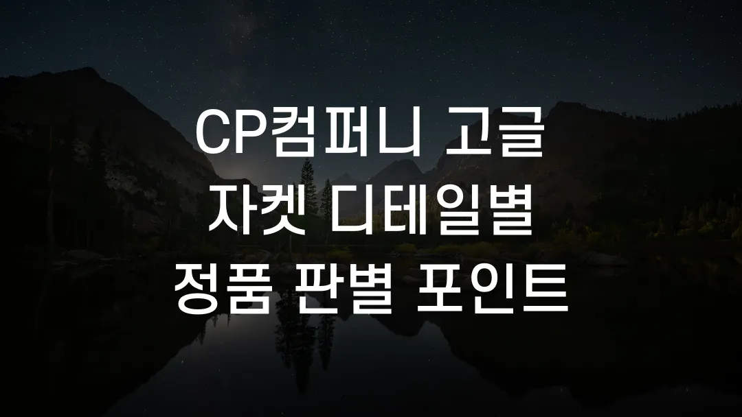 CP컴퍼니 고글 자켓 디테일별 정품 판별 포인트