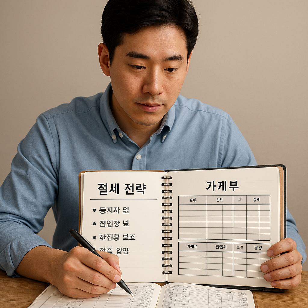 가계부를 펼쳐 절세 전략을 확인하는 직장인의 모습
