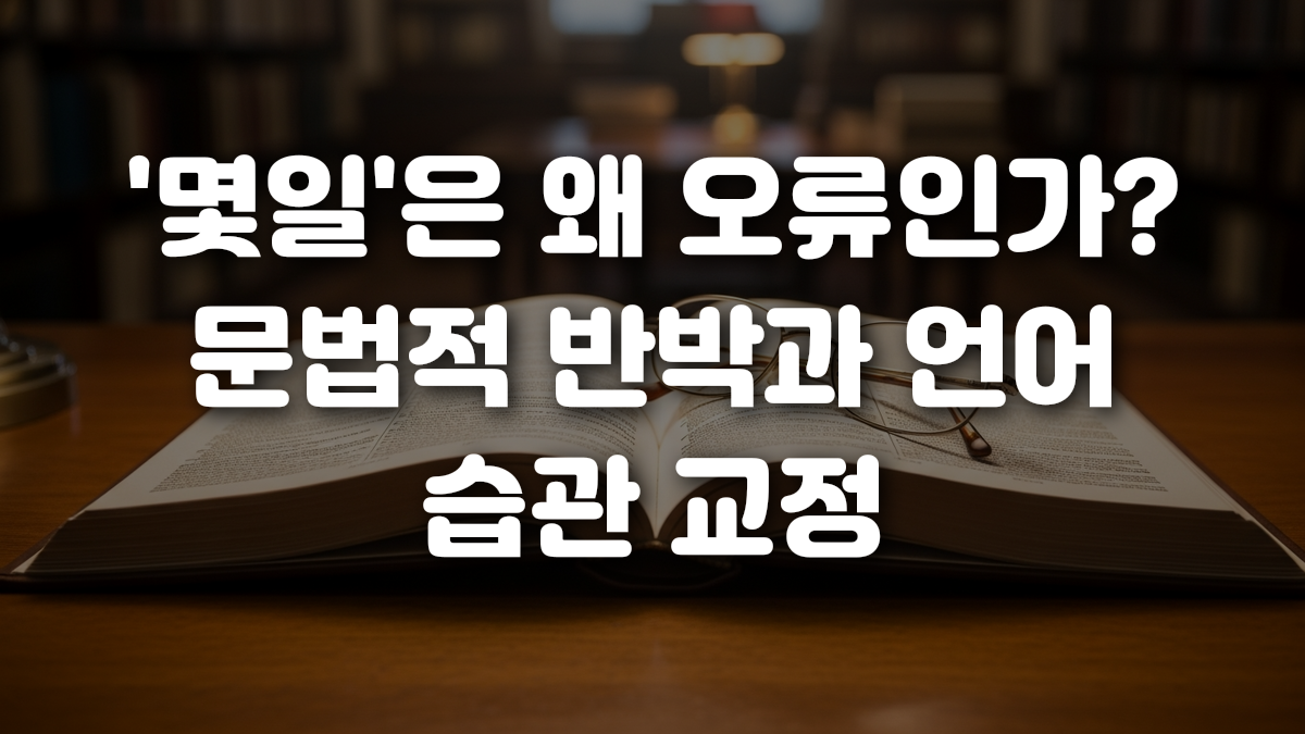 몇일 은 왜 오류인가 문법적 반박과 언어 습관 교정